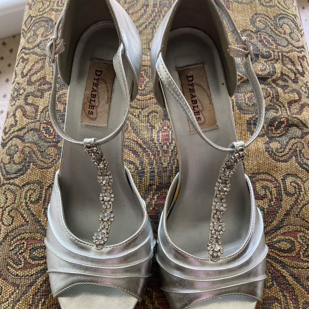 Silver Evening Open Toe Heels